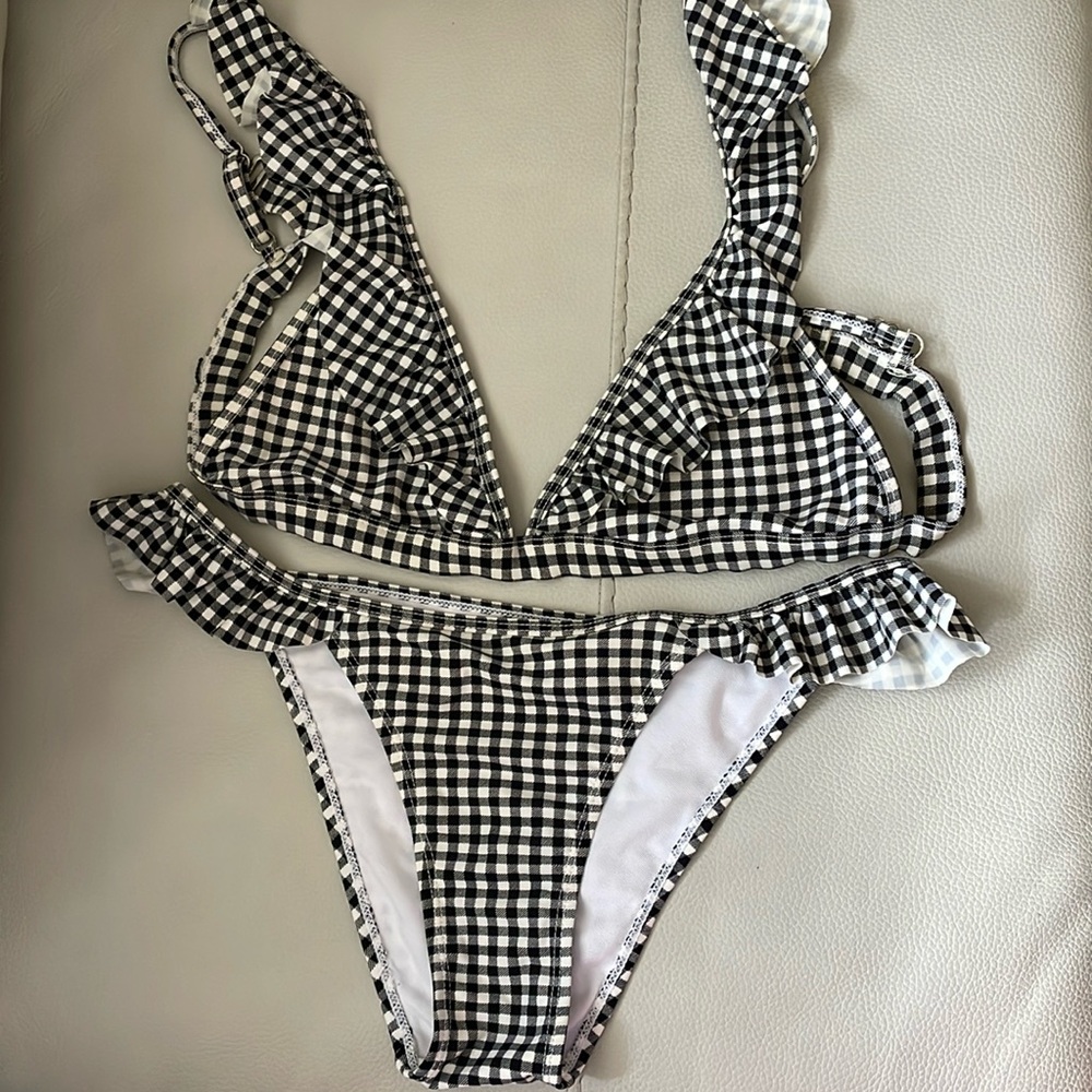 Checkered Black and White Bikini Swimwear